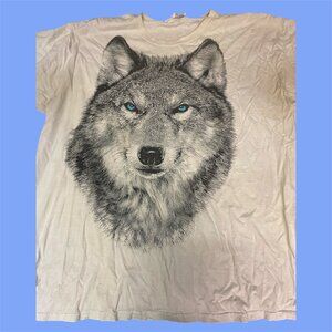 white graphic wolf tee shirt